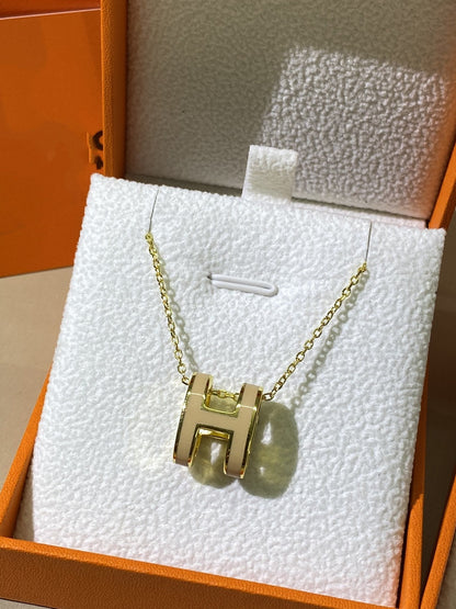 [Super CiCi ]HM CLIC YELLOW ENAMEL GOLD NECKLACE