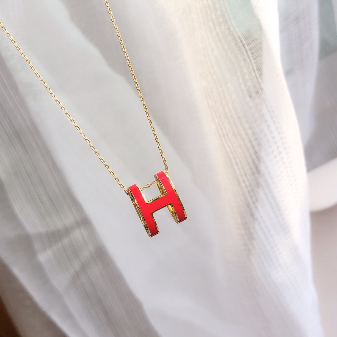[Super CiCi ]HM CLIC RED ENAMEL GOLD NECKLACE