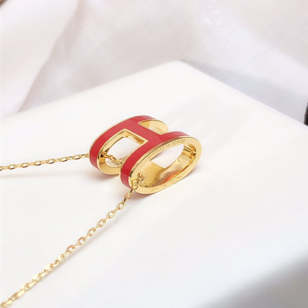 [Super CiCi ]HM CLIC RED ENAMEL GOLD NECKLACE