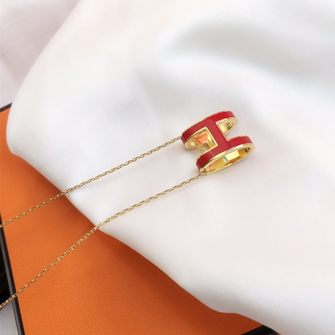 [Super CiCi ]HM CLIC RED ENAMEL GOLD NECKLACE
