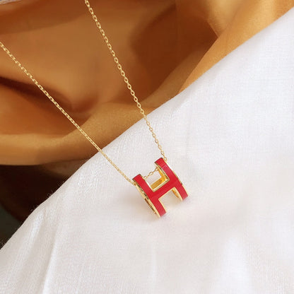 [Super CiCi ]HM CLIC RED ENAMEL GOLD NECKLACE