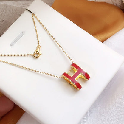 [Super CiCi ]HM CLIC RED ENAMEL GOLD NECKLACE