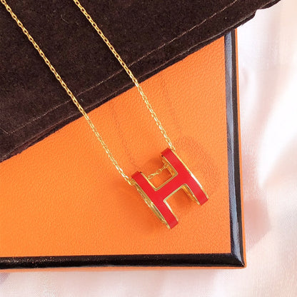 [Super CiCi ]HM CLIC RED ENAMEL GOLD NECKLACE