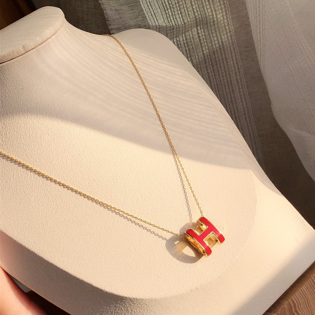 [Super CiCi ]HM CLIC RED ENAMEL GOLD NECKLACE
