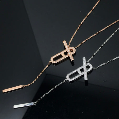 [Super CiCi ]HM NECKLACE PLATINUM ROSE GOLD DIAMOND