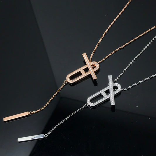 [Super CiCi ]HM NECKLACE PLATINUM ROSE GOLD DIAMOND