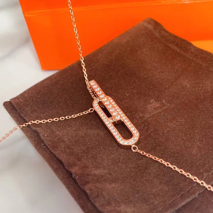 [Super CiCi ]HM NECKLACE PLATINUM ROSE GOLD DIAMOND
