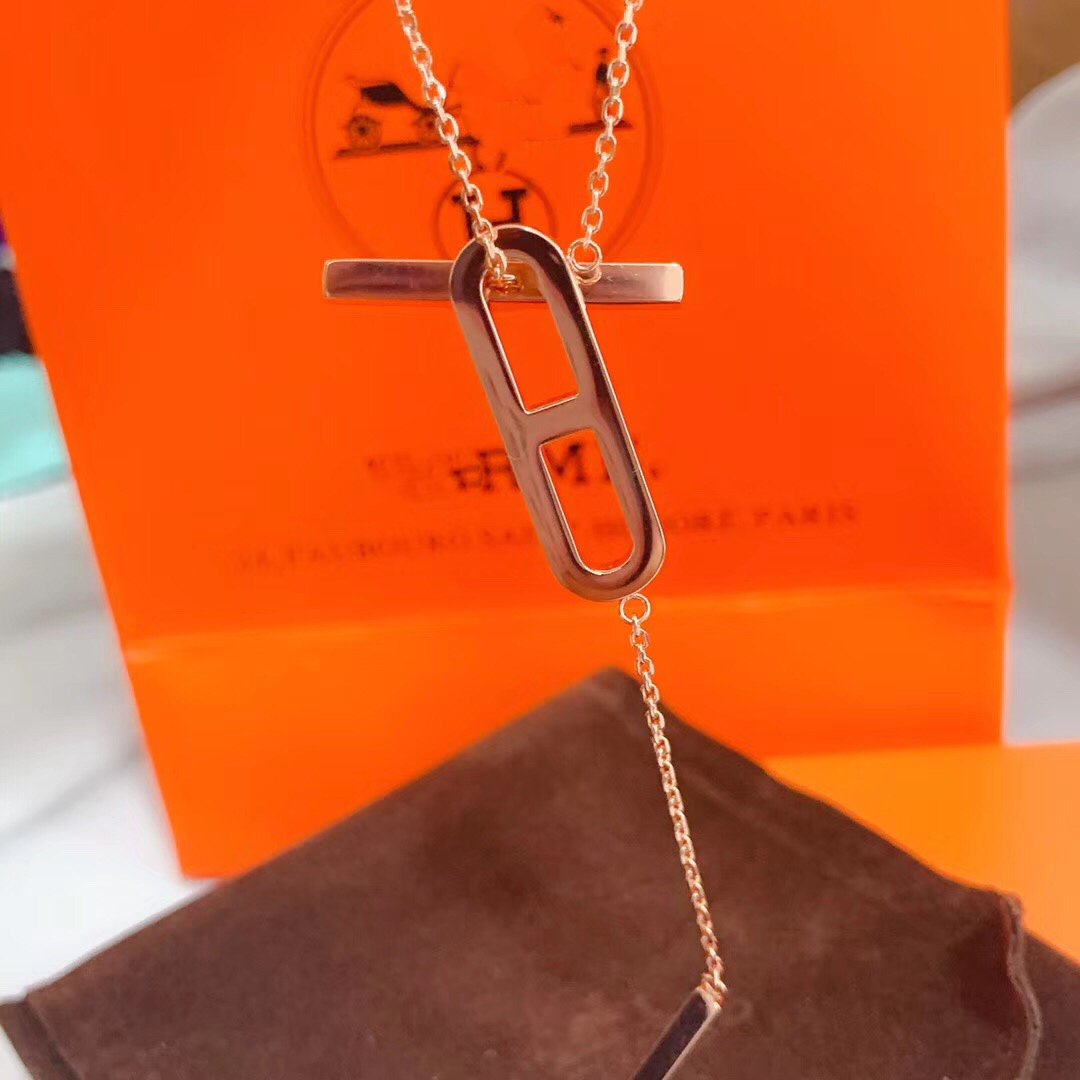 [Super CiCi ]HM NECKLACE PLATINUM ROSE GOLD DIAMOND