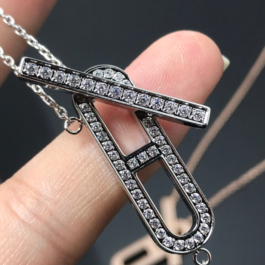 [Super CiCi ]HM NECKLACE PLATINUM ROSE GOLD DIAMOND
