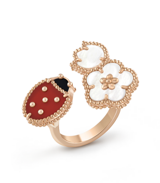 [Super CiCi ]LUCKY 3 MOTIF ROSE GOLD RING