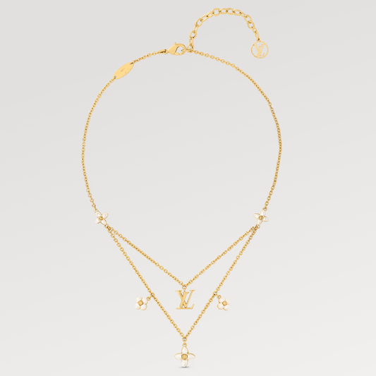 [Super CiCi ]FLOWERGRAM GOLD MOP DOUBLE ROW NECKLACE