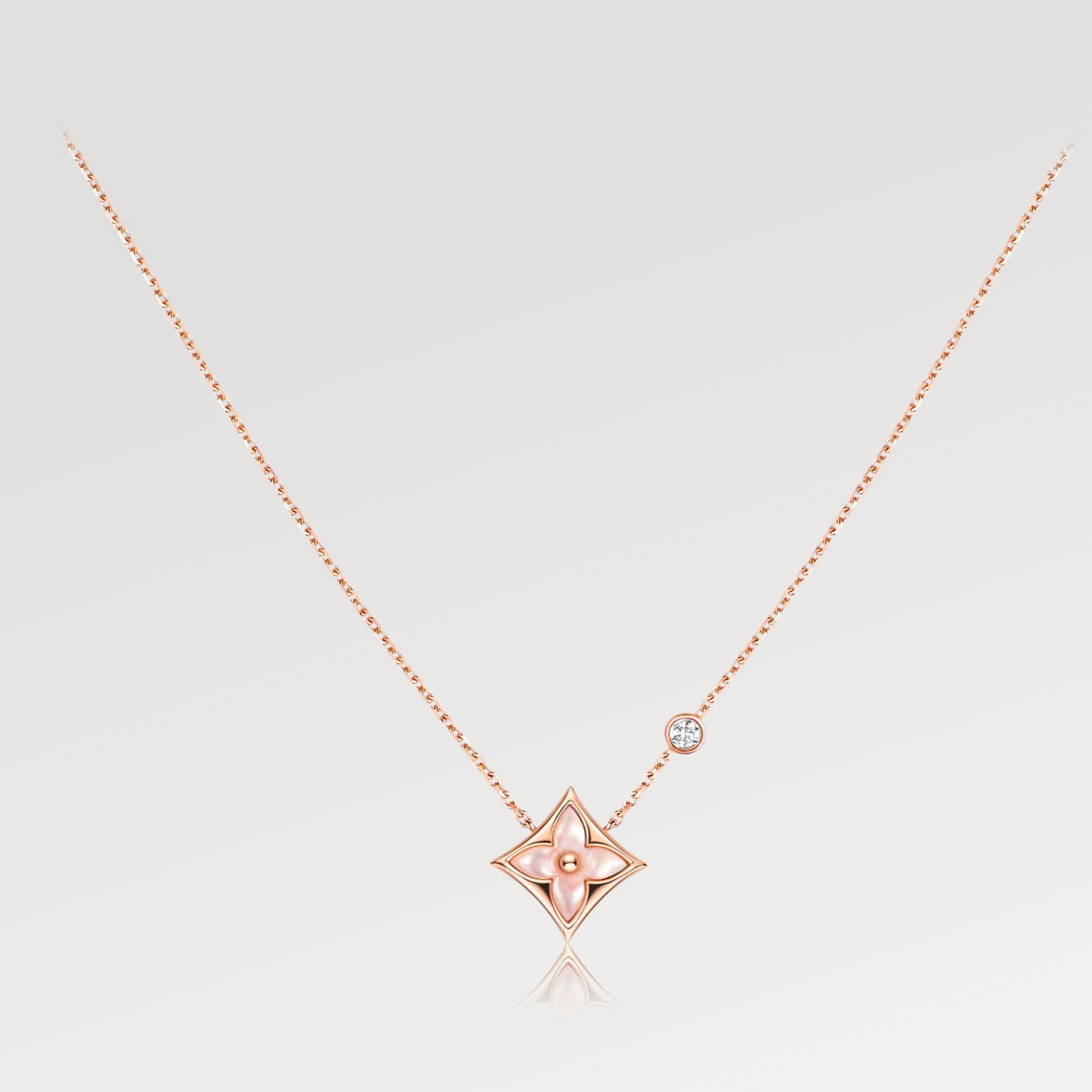 [Super CiCi ]STAR PINK MOP 1 DIAMOND PINK GOLD NECKLACE