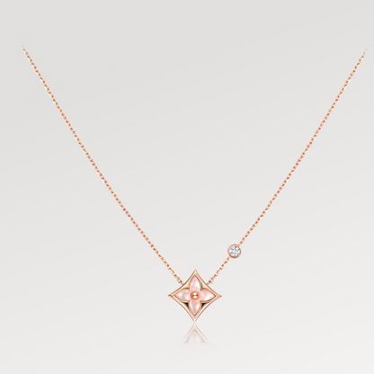 [Super CiCi ]STAR PINK MOP 1 DIAMOND PINK GOLD NECKLACE