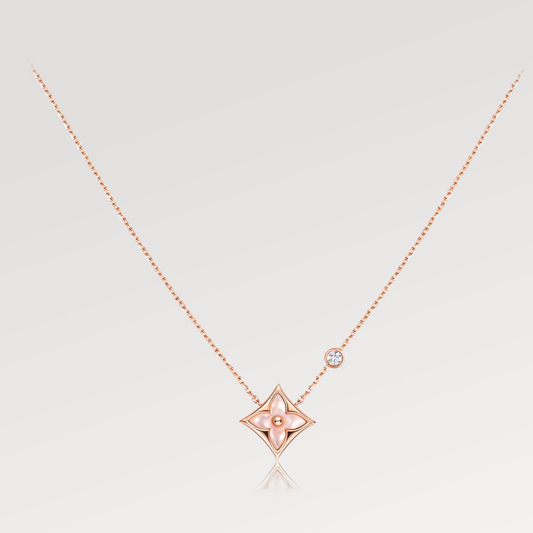 [Super CiCi ]STAR PINK MOP 1 DIAMOND PINK GOLD NECKLACE