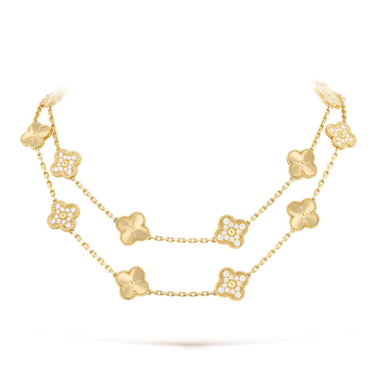 [Super CiCi ]CLOVER 20 MOTIFS LASER DIAMOND NECKLACE