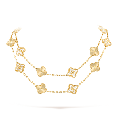 [Super CiCi ]CLOVER 20 MOTIFS LASER DIAMOND NECKLACE