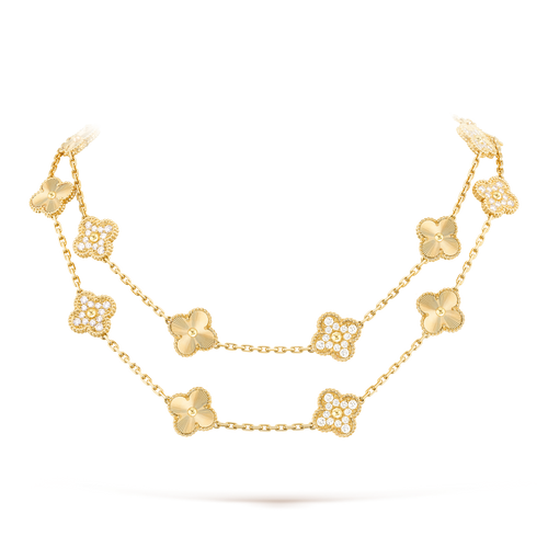 [Super CiCi ]CLOVER 20 MOTIFS LASER DIAMOND NECKLACE