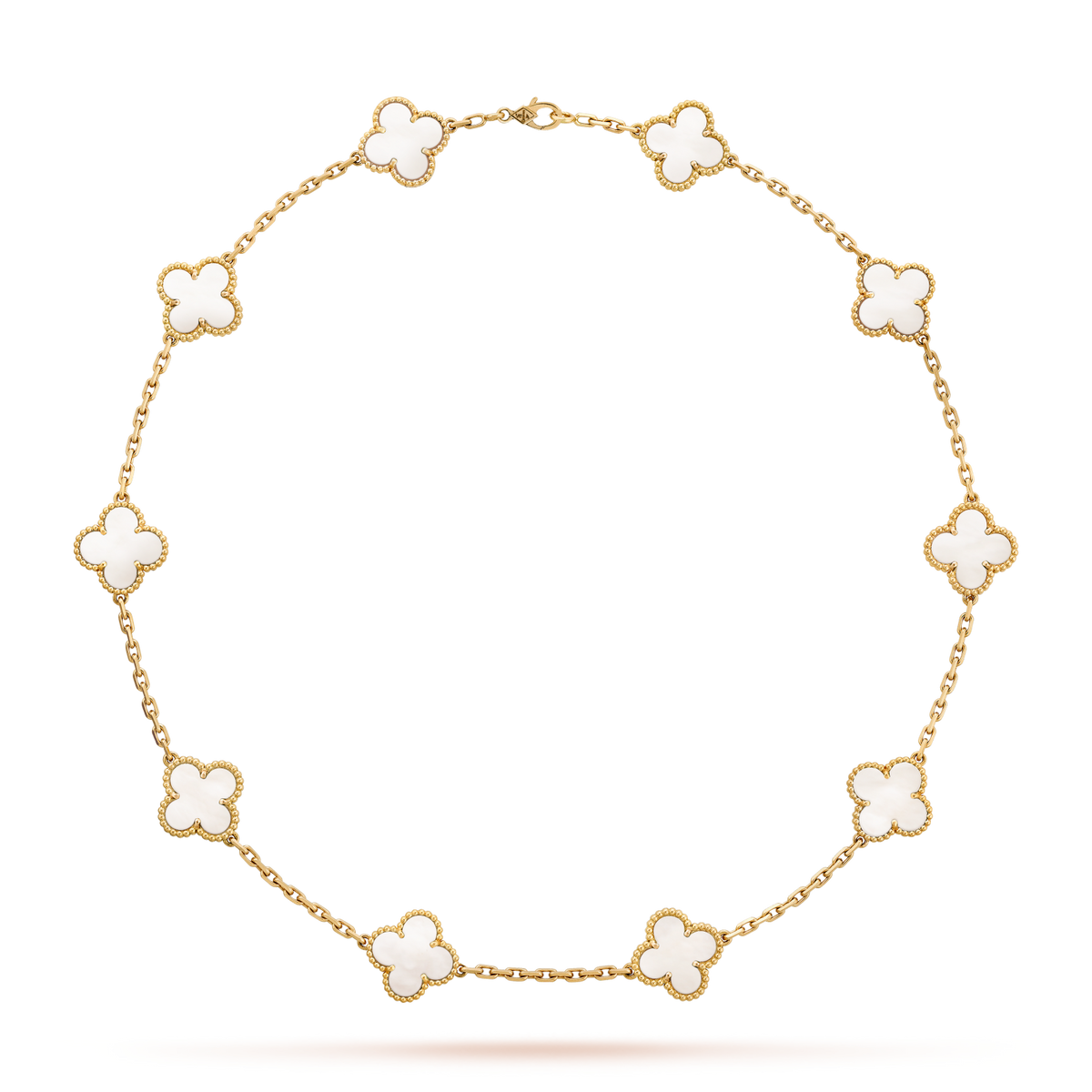 [Super CiCi ]CLOVER 10 MOTIFS WHITE MOTHER OF PEARL NECKLACE