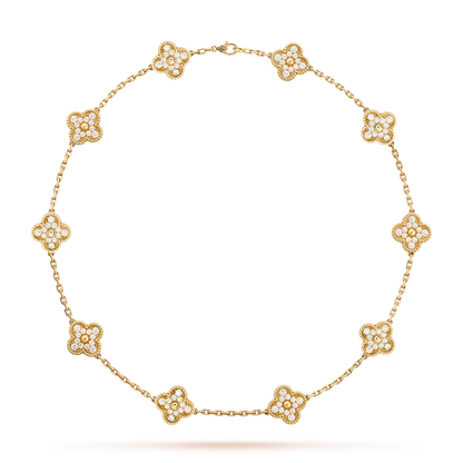 [Super CiCi ]CLOVER 10 MOTIFS DIAMOND NECKLACE