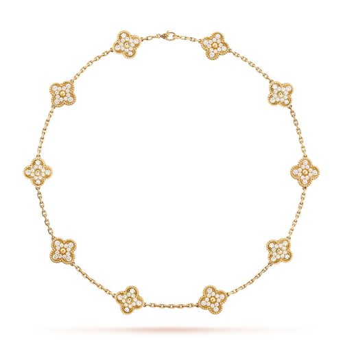 [Super CiCi ]CLOVER 10 MOTIFS DIAMOND NECKLACE