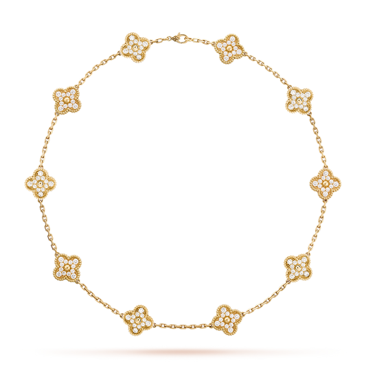 [Super CiCi ]CLOVER 10 MOTIFS DIAMOND NECKLACE