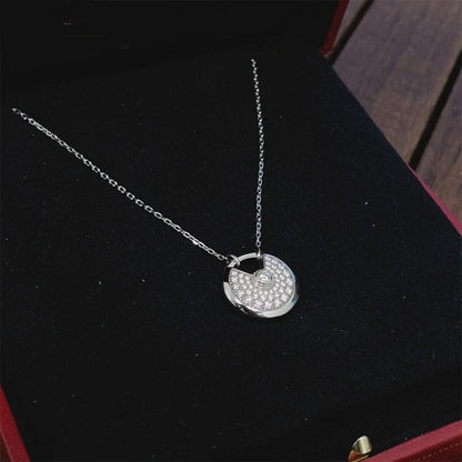 [Super CiCi ]AMULETTE SILVER FULL DIAMOND NECKLACE