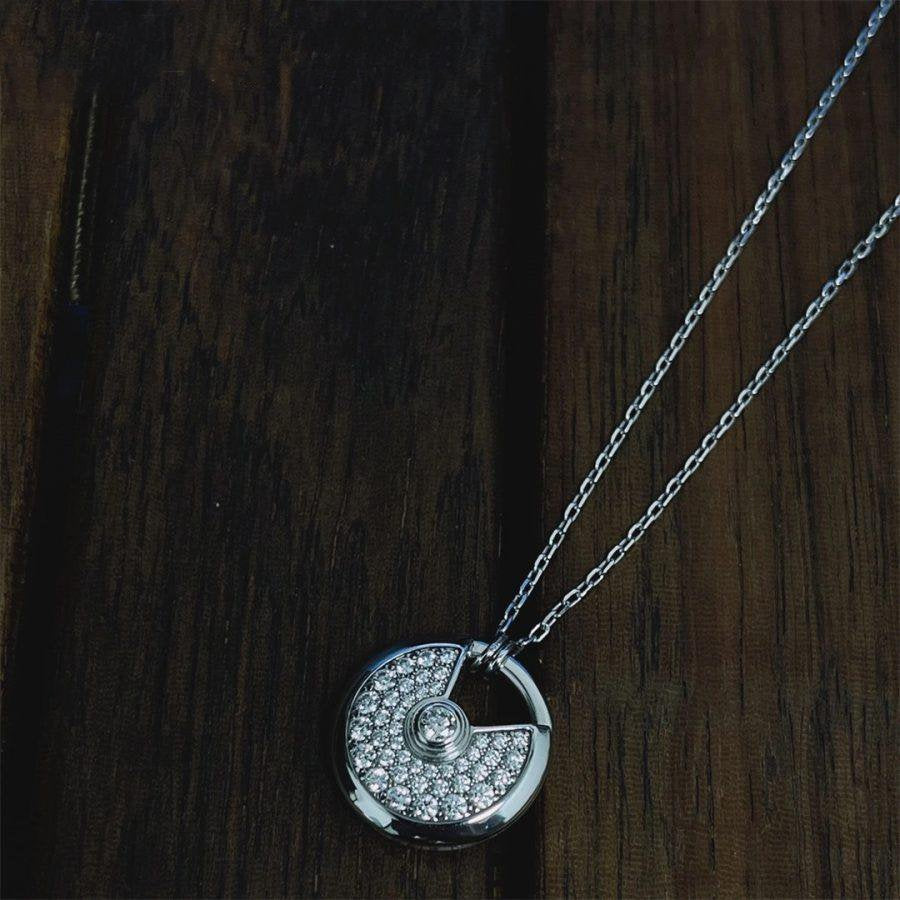 [Super CiCi ]AMULETTE SILVER FULL DIAMOND NECKLACE