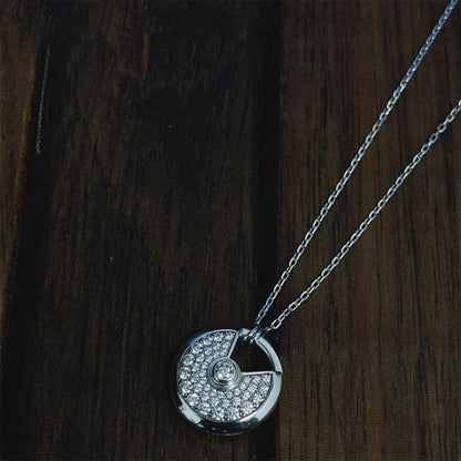 [Super CiCi ]AMULETTE SILVER FULL DIAMOND NECKLACE