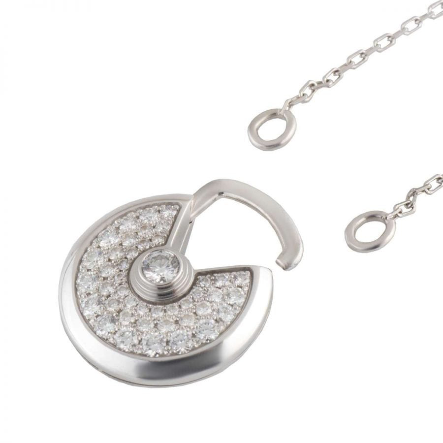 [Super CiCi ]AMULETTE SILVER FULL DIAMOND NECKLACE