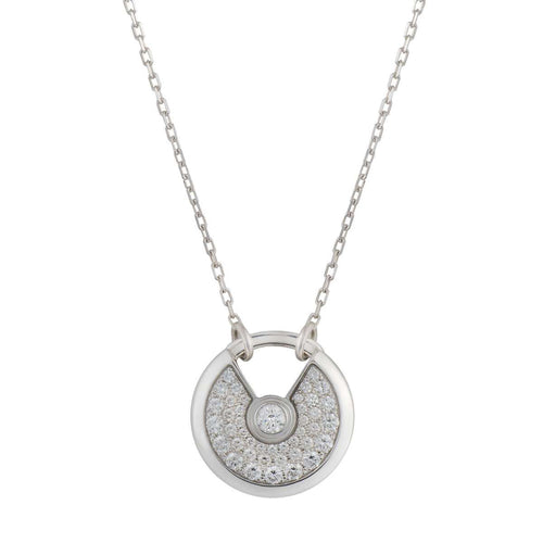 [Super CiCi ]AMULETTE SILVER FULL DIAMOND NECKLACE