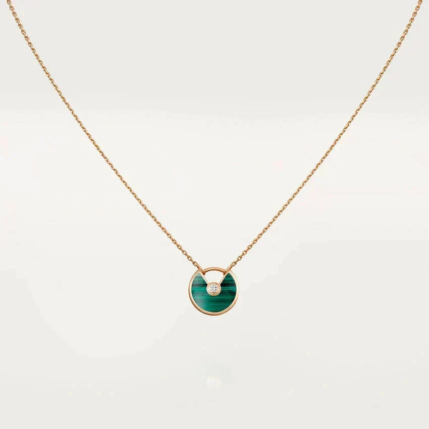 [Super CiCi ]AMULETTE ROSE GOLD MALACHITE NECKLACE