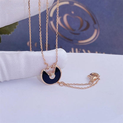 [Super CiCi ]AMULETTE ROSE GOLD ONYX NECKLACE