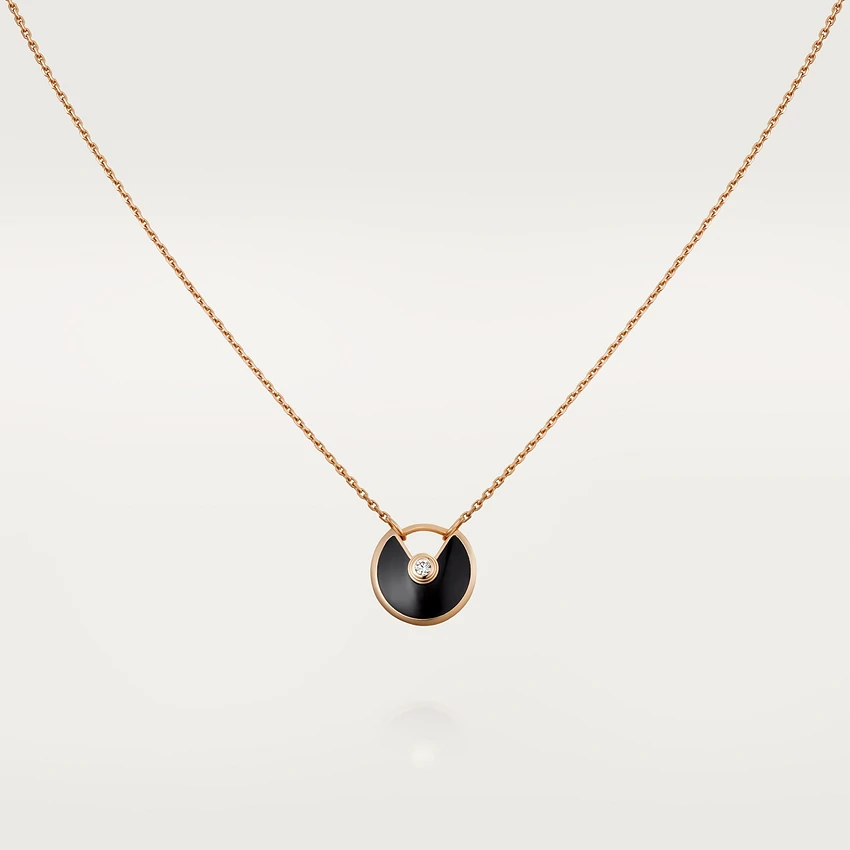 [Super CiCi ]AMULETTE ROSE GOLD ONYX NECKLACE
