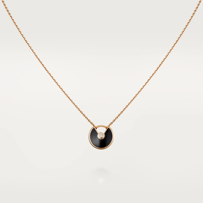 [Super CiCi ]AMULETTE ROSE GOLD ONYX NECKLACE