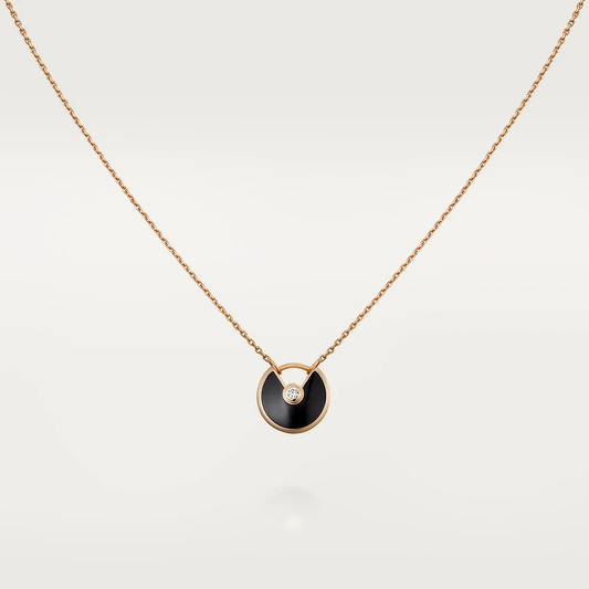 [Super CiCi ]AMULETTE ROSE GOLD ONYX NECKLACE