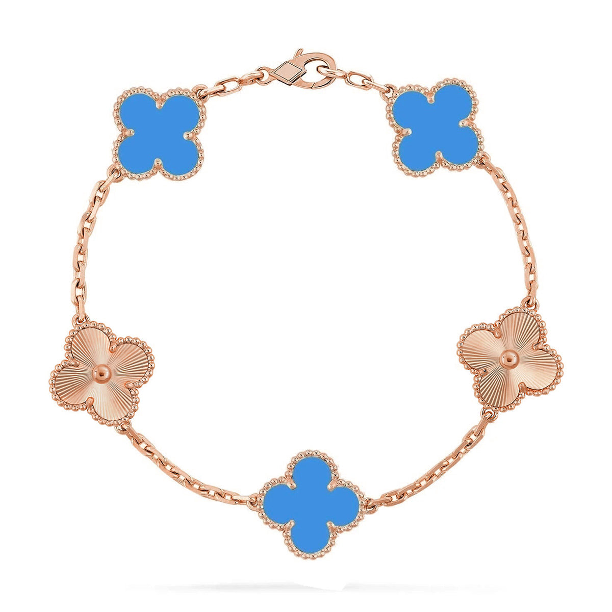 [Super CiCi ] CLOVER 5 MOTIF BLUE AGATE BRACELET COLLECTION