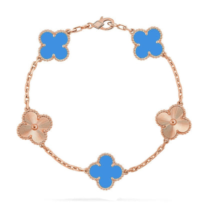 [Super CiCi ] CLOVER 5 MOTIF BLUE AGATE BRACELET COLLECTION