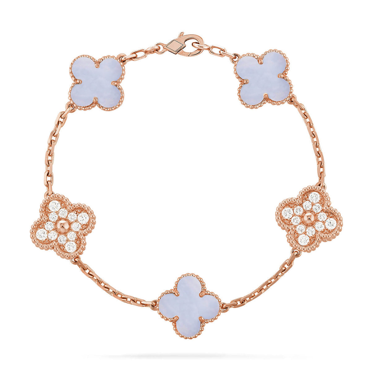 [Super CiCi ] CLOVER 5 MOTIF PURPLE CHALCEDONY BRACELET COLLECTION