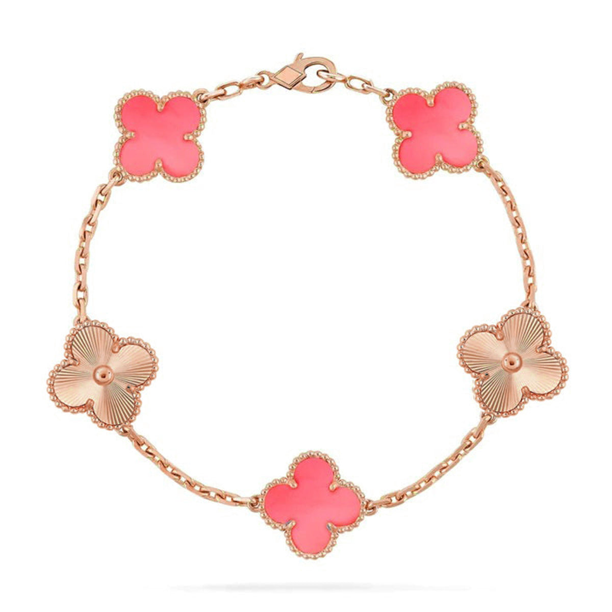 [Super CiCi ] CLOVER 5 MOTIFS  PINK MOP BRACELET COLLECTION