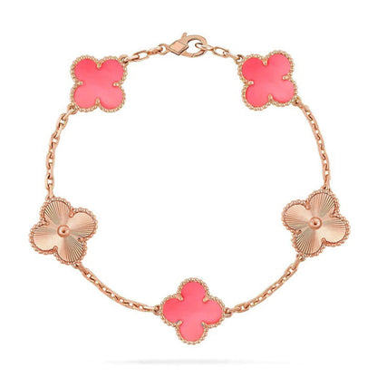 [Super CiCi ] CLOVER 5 MOTIFS  PINK MOP BRACELET COLLECTION