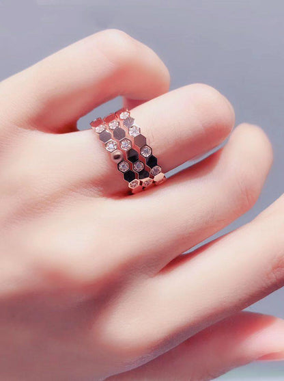 [Super CiCi ]BEE LOVE RING PINK GOLD DIAMOND