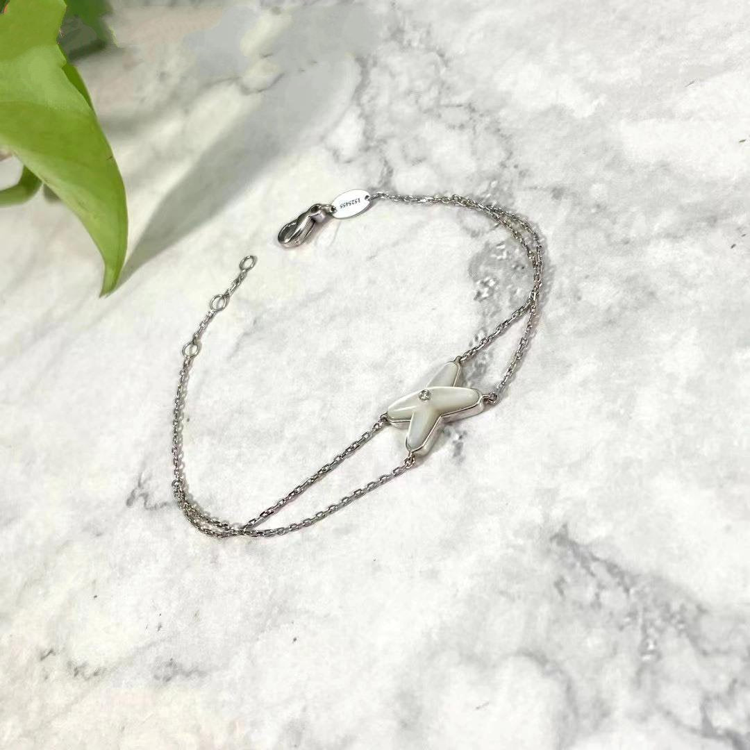 [Super CiCi ]JEUX BRACELET WHITE MOP SILVER 1 DIAMOND