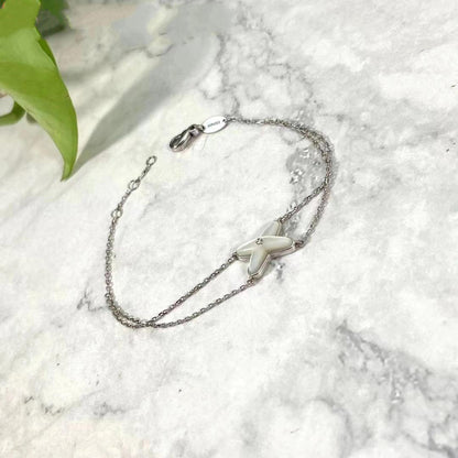 [Super CiCi ]JEUX BRACELET WHITE MOP SILVER 1 DIAMOND