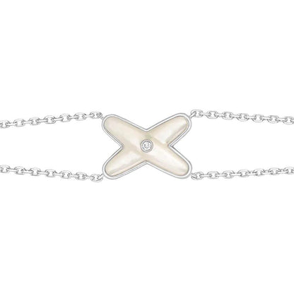 [Super CiCi ]JEUX BRACELET WHITE MOP SILVER 1 DIAMOND