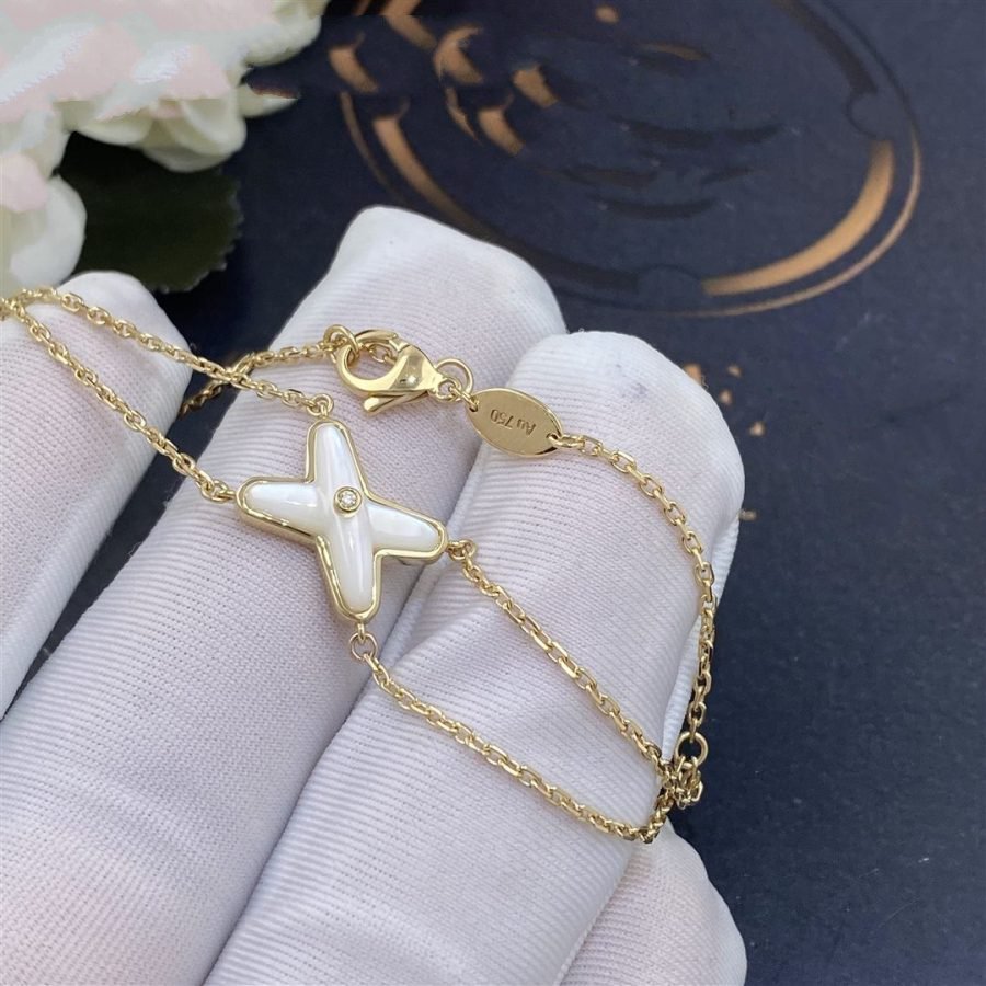 [Super CiCi ]JEUX BRACELET WHITE MOP GOLD 1 DIAMOND