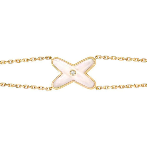 [Super CiCi ]JEUX BRACELET WHITE MOP GOLD 1 DIAMOND