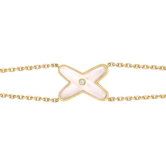 [Super CiCi ]JEUX BRACELET WHITE MOP GOLD 1 DIAMOND