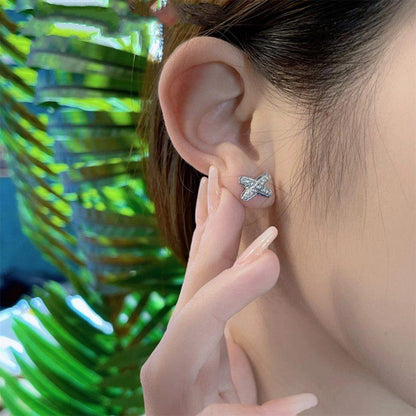 [Super CiCi ]JEUX DE SILVER DIAMOND EARRINGS