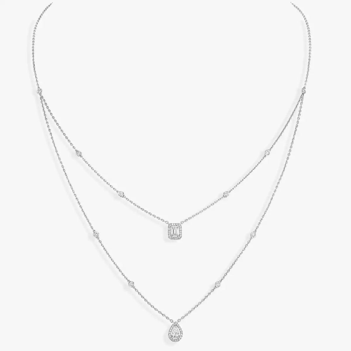 [Super CiCi]Diamond Necklace My Twin 2 Rows