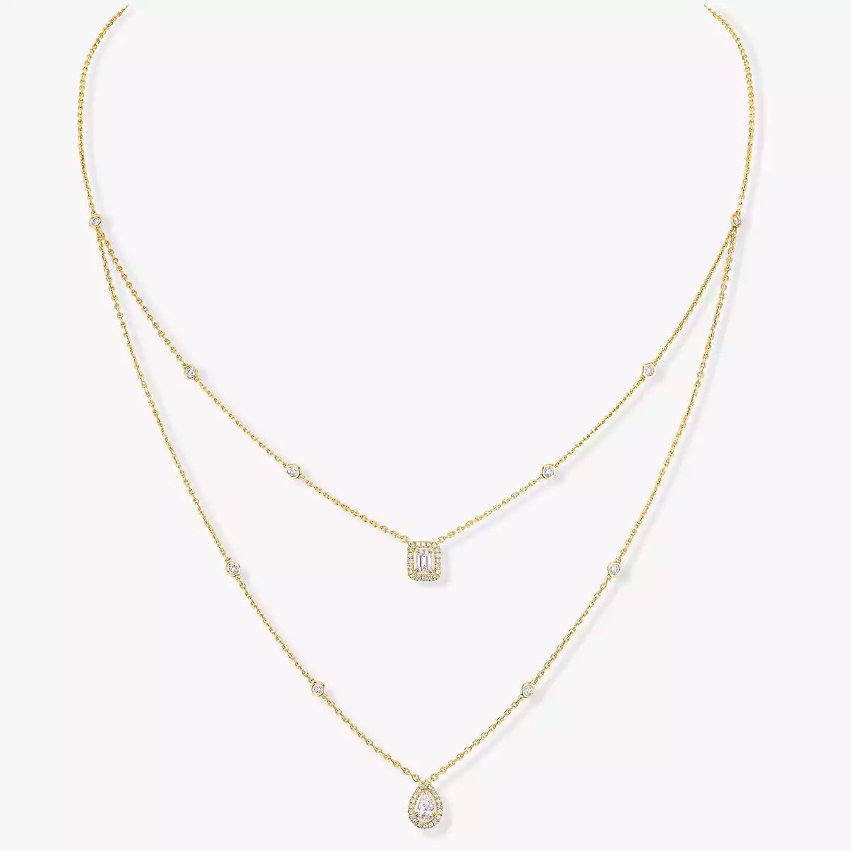 [Super CiCi]Diamond Necklace My Twin 2 Rows